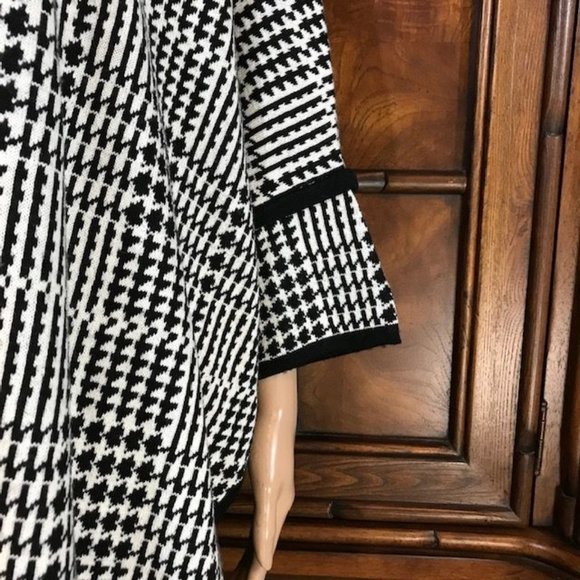NWOT Kasper Wool Blend Tipped Houndstooth Plaid Mandarin Collar Cape - Picture 9 of 12